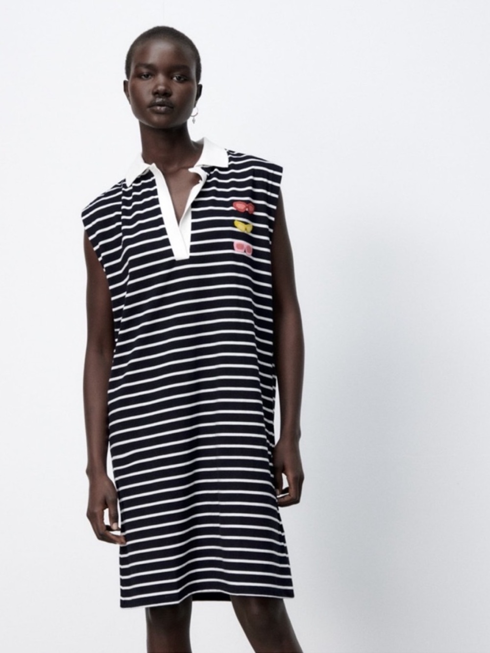 Zara x Natacha Paschal Art Dress Striped Collared Sheath NWT Size S